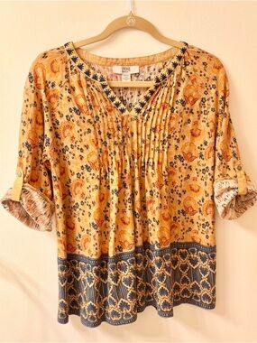 VINTAGE AMERICA detailed embroidered bohemian peasant blouse size Small